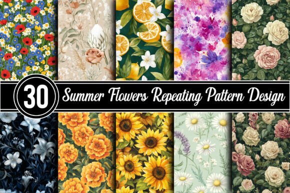 Download Summer Flowers Repeating Pattern Design - Repeating Collection