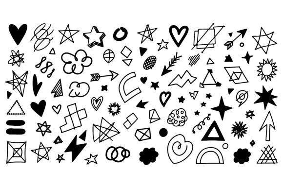 Download Black Hand Drawn Shapes and Symbols Hear - Shapes Collection