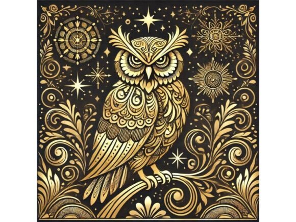 Download Regal Owl in Golden Patterns - Golden patterns Collection