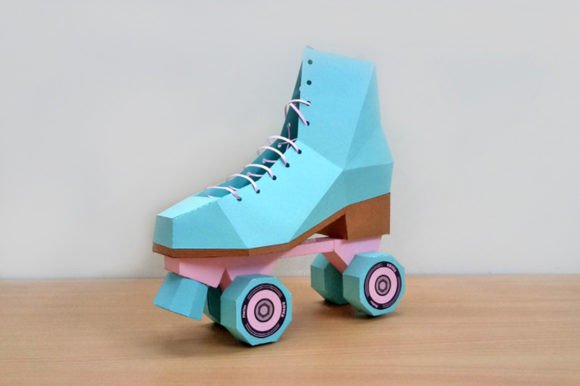 Download Retro Roller Skate 3D Paper Sculpture Craft - Craft Collection