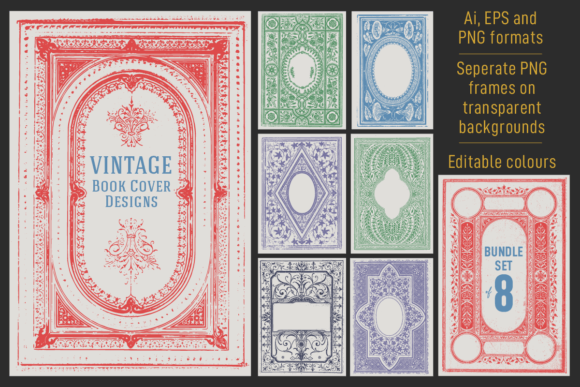 Download Vintage Book Cover Designs. Set of 8. - Premium Resources