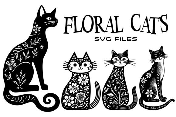 Download Floral Cats SVG Crafting Files - Craft Collection