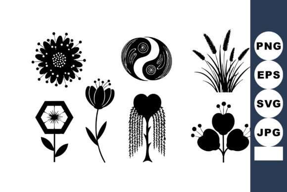 Download Black Silhouette Floral Design Elements - Premium Resources
